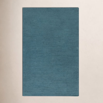 Tapis bleu sarcelle en laine tissé à la main Americus