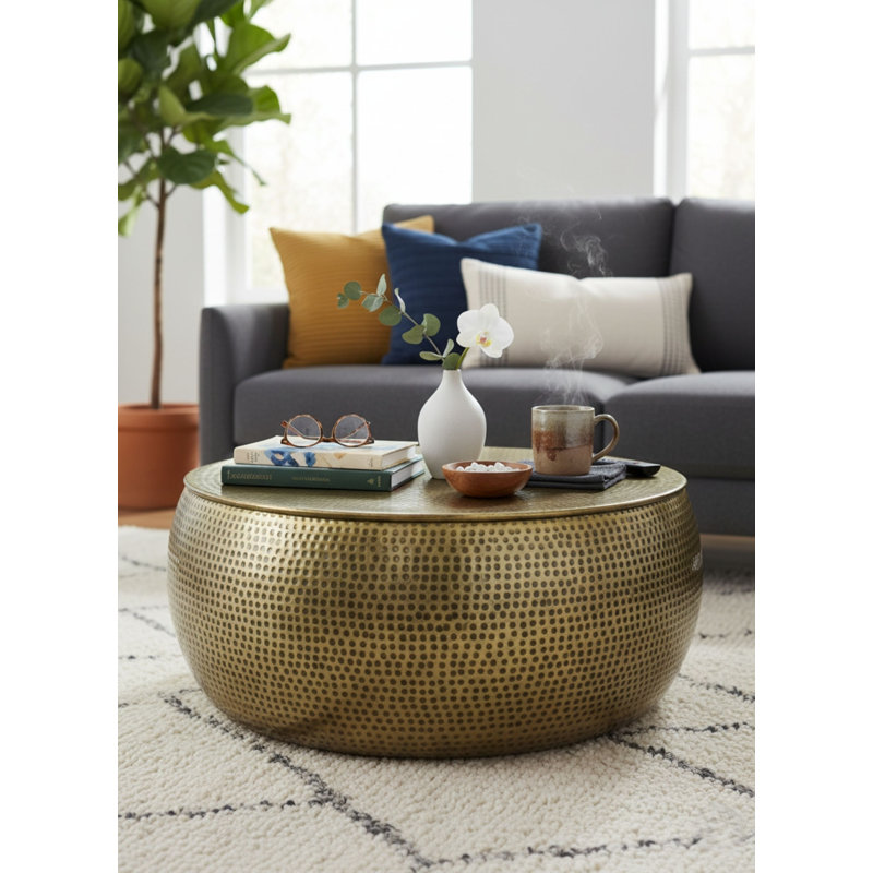 Geinbow Single Coffee Table, Brass Antique