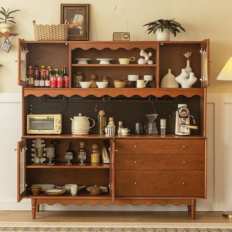 Buffet en bois de noyer massif, 68.5"H×58.66"L×17.32"W