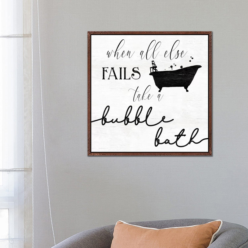 Take A Bubble Bath by Carol Robinson - Print on Canvas, 66.04 cm H x 66.04 cm W, Classic Brown Wood Framed