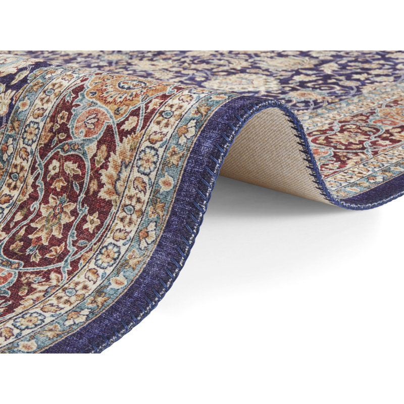 Keshan Maschad Tufted Navy Rug, Rectangle 80 x 150cm