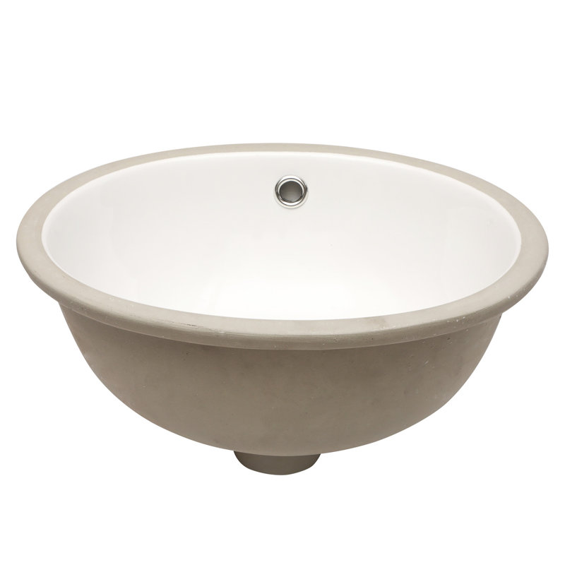 Blanc, ovale, encastré, céramique, lavabo de salle de bain, 16,5 po x 13,4 po, acide, lisse, teinté, surface lisse pour salle de bain, déversement, intérieur, extérieur