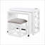 Ensemble de bureau 3 pièces avec bureau roulant, 2 ports USB et amp; Tabouret rembourré, finition blanche | Blanc | Bois-1437479301