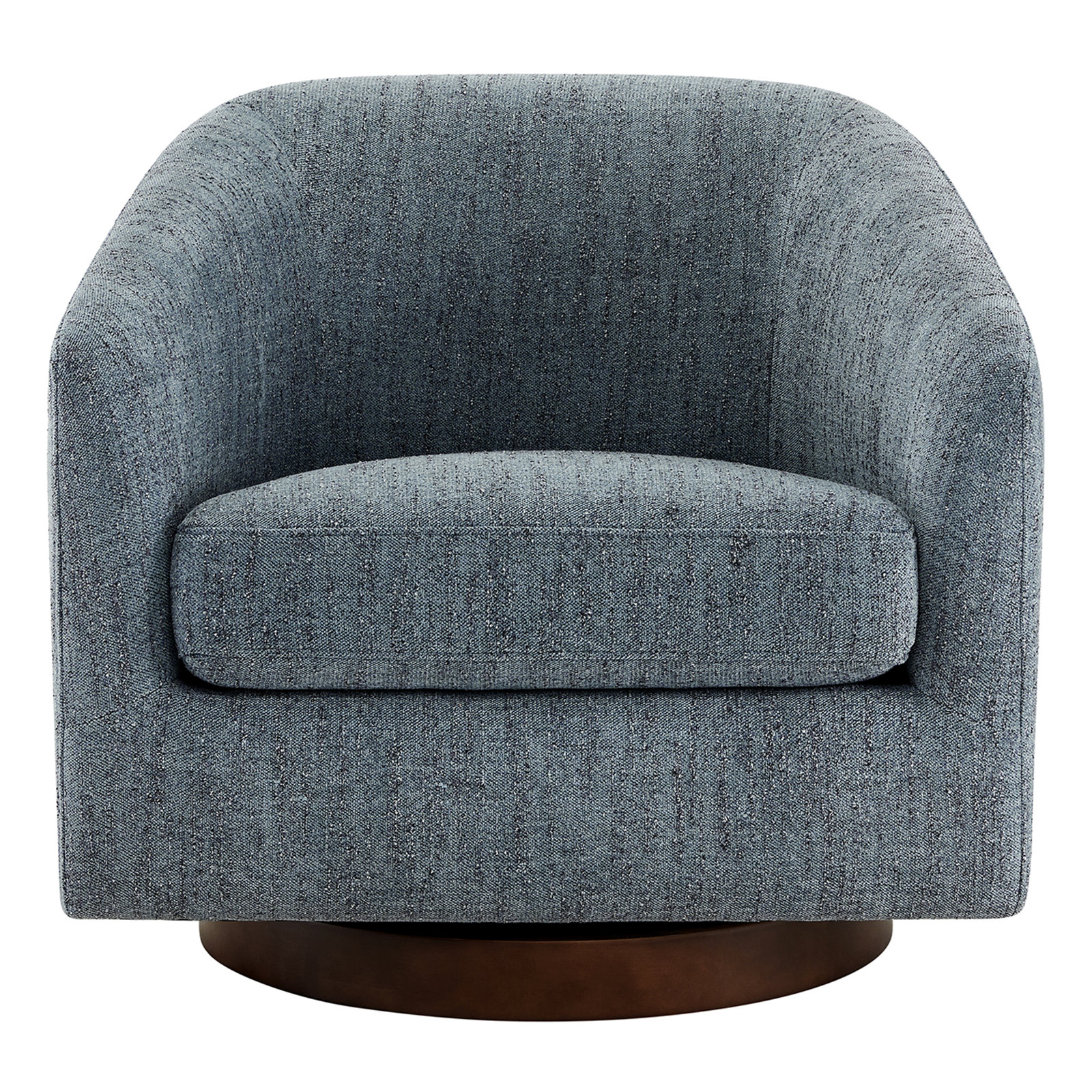Bennett Swivel Barrel Chair, Mellow Steel Blue Chenille