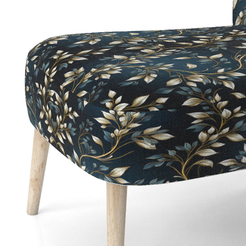 Chaise d'appoint rembourrée Gold and Blue Royal Botanical Vines
