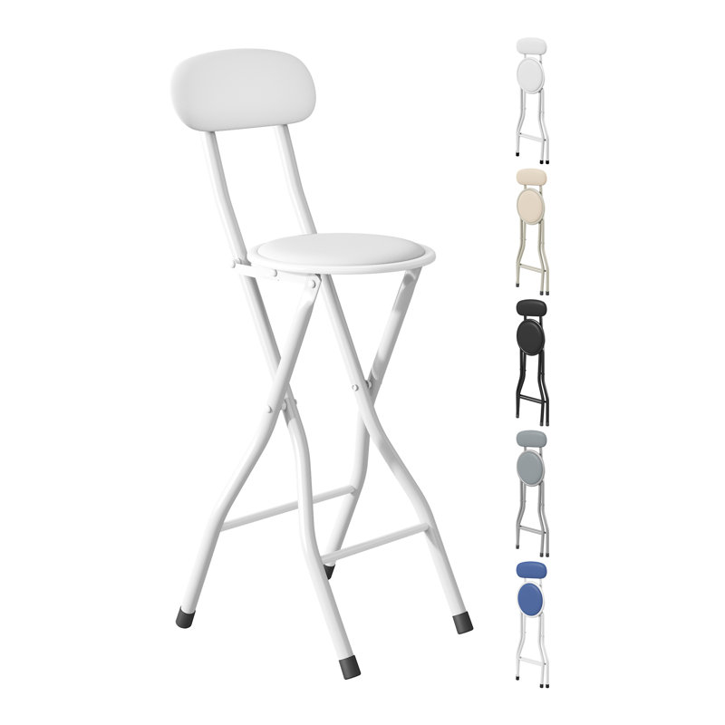 Upholstered Counter Stool with Metal Frame, White