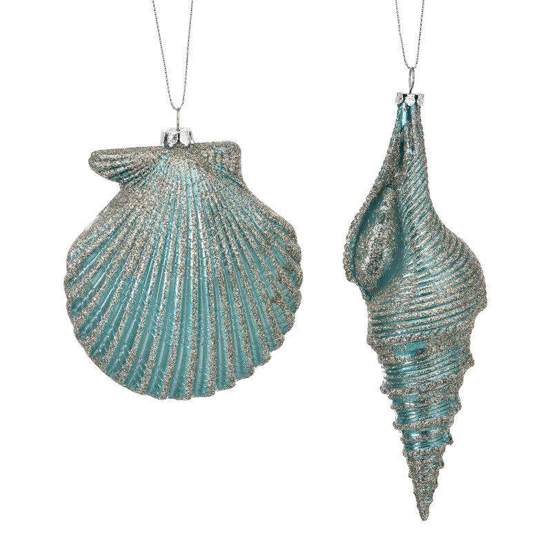 Seashell 7'' Animals Hanging Figurine Ornament, Aqua