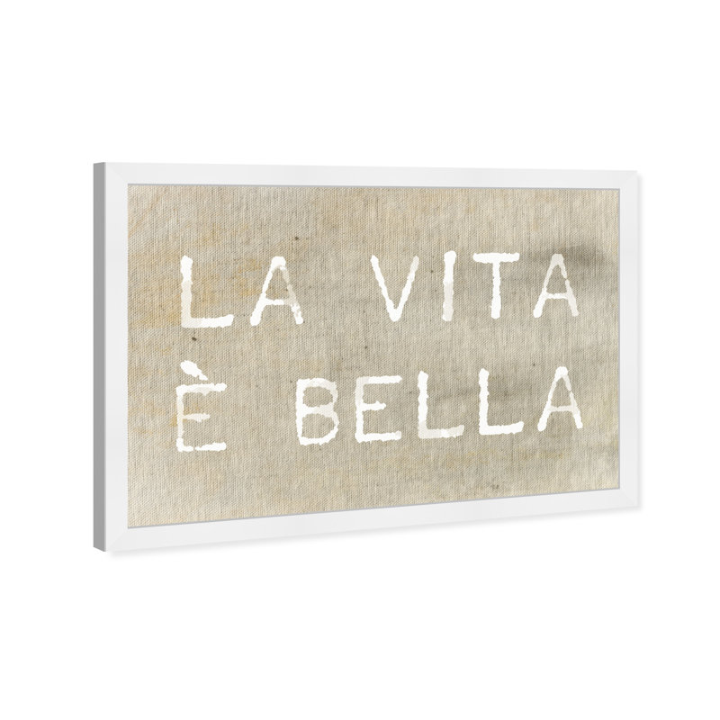 " Life Is Beautiful Typography And Quotes ", 26" H x 38" W, White Framed