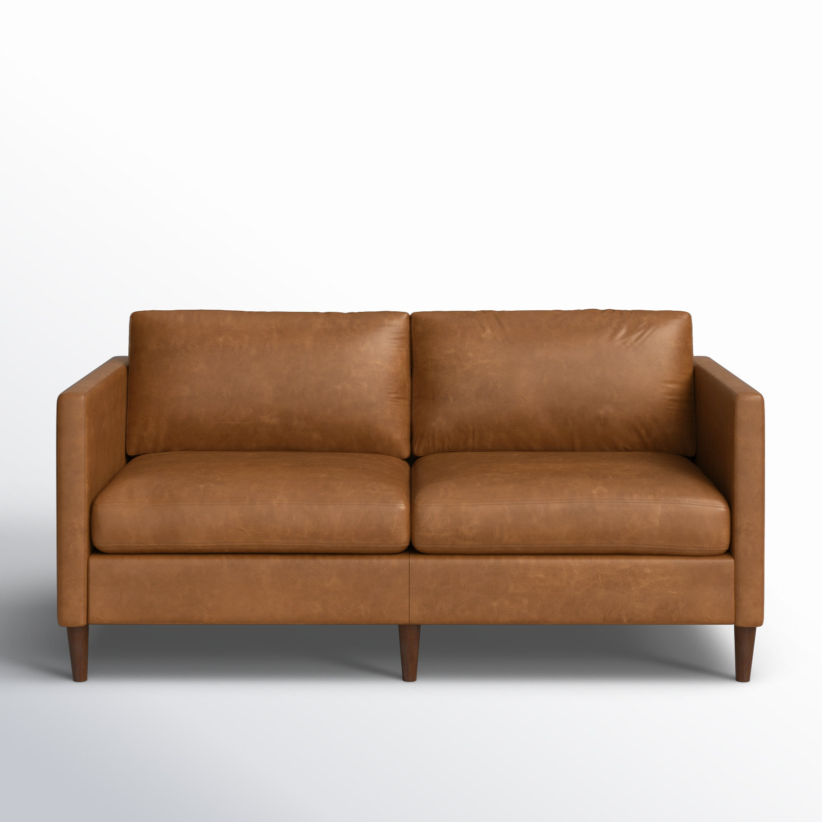 Clifford 73" Genuine Leather Custom Studio Sofa, Bistro Saddle Genuine Leather