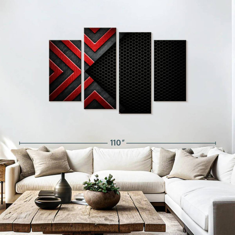 Avery Red Black Abstract, 48" H x 75" W