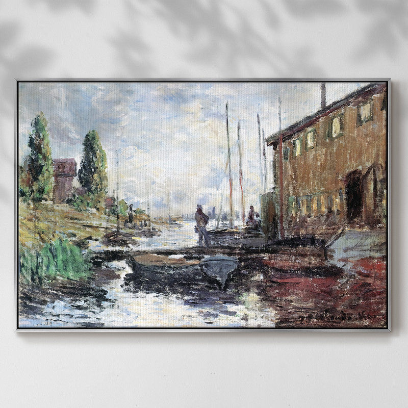 The Harbor In Argenteuil, 1875, reproduction d'art sur toile, H 25 po x l 37 po x P 2 po, Argent