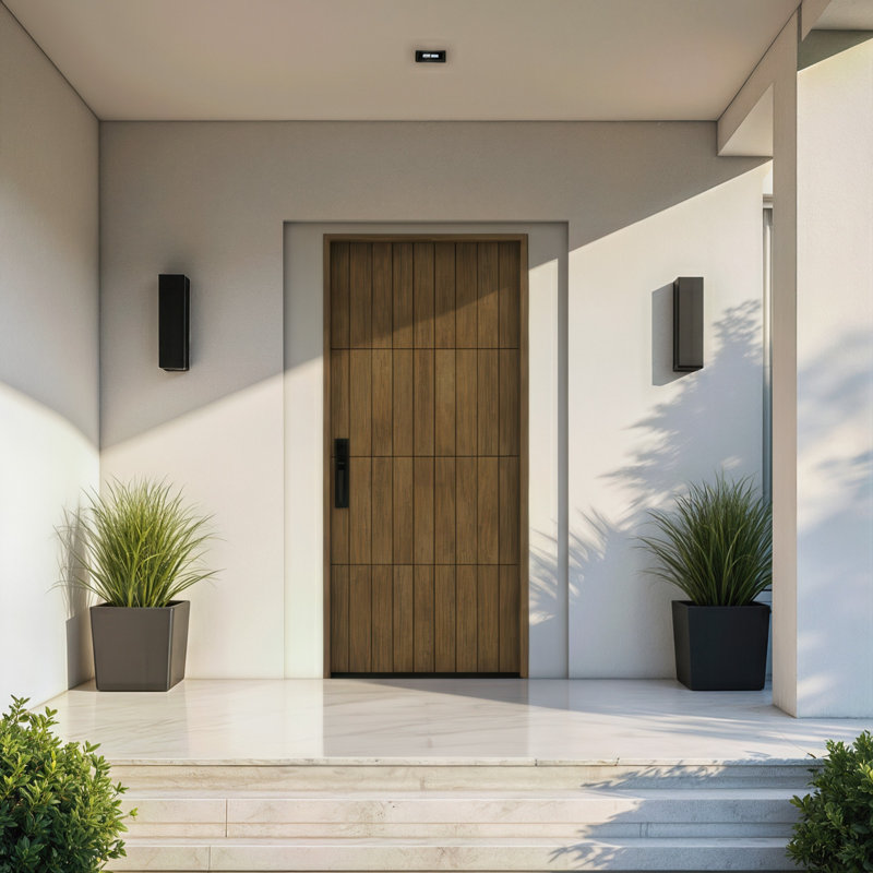 Porte à panneau 80 po Gridor Slab Only Acajou - Contemporain, moderne, brut, 32" x 80" [32" Door]