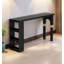 Table de bar moderne et minimaliste en pin noir avec rangement-126597963