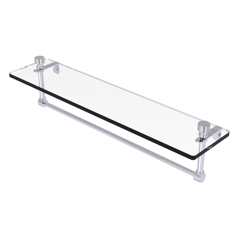 Ballenas Bracket Shelf with Towel Bar, Satin Nickel, 5' H x 22' W x 5' D