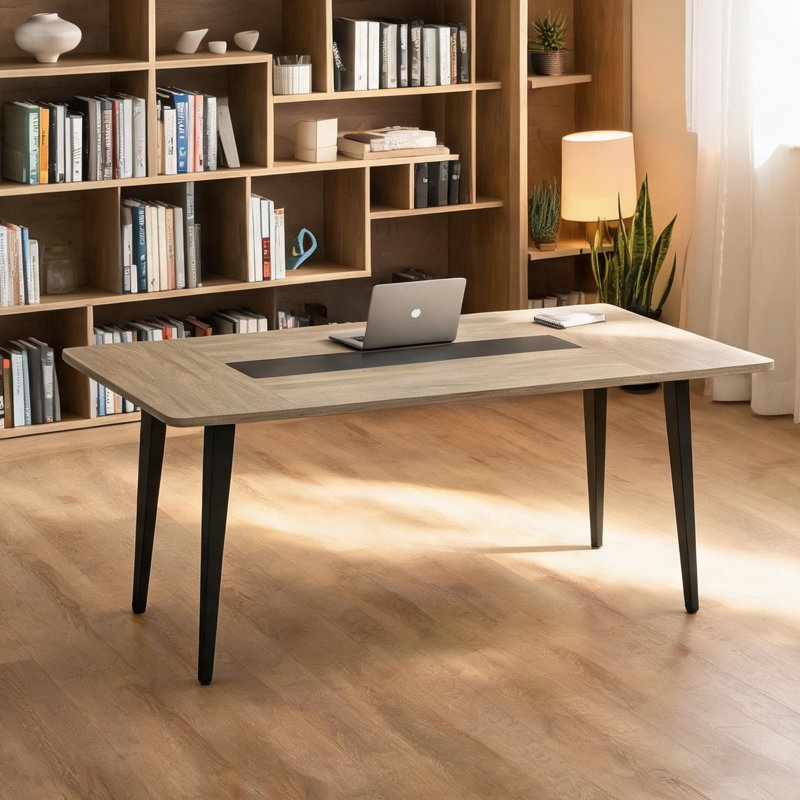 Bureau de 114 x 47 x 18,5 cm avec structure métallique, poids : 26,5 kg, système de gestion des câbles