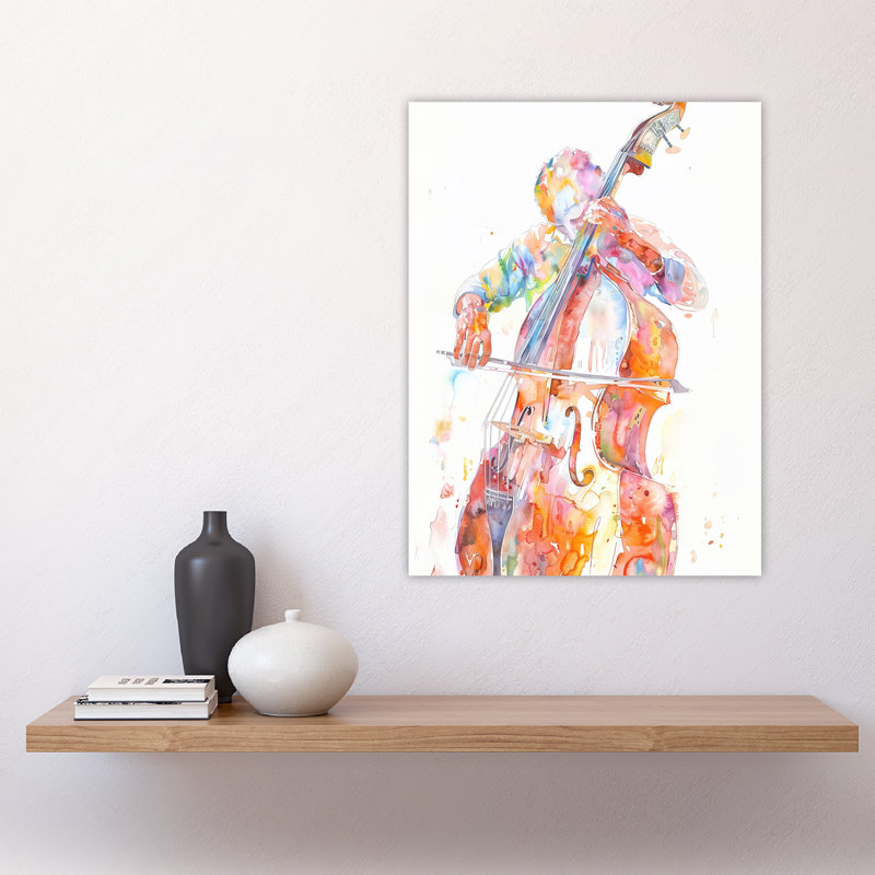 Cellist Modern Watercolour Cello Music Wall Art Print
