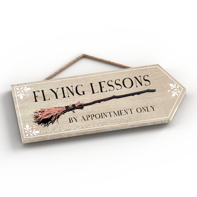 Flying Lessons Witch Humour Wooden Plaque Vivid Squid Wholesale Wall Decor