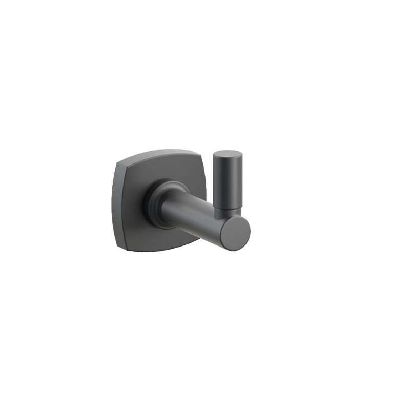 Crochet simple Emtek Select avec rosette carrée douce, tige ronde et pointe lisse, Flat Black