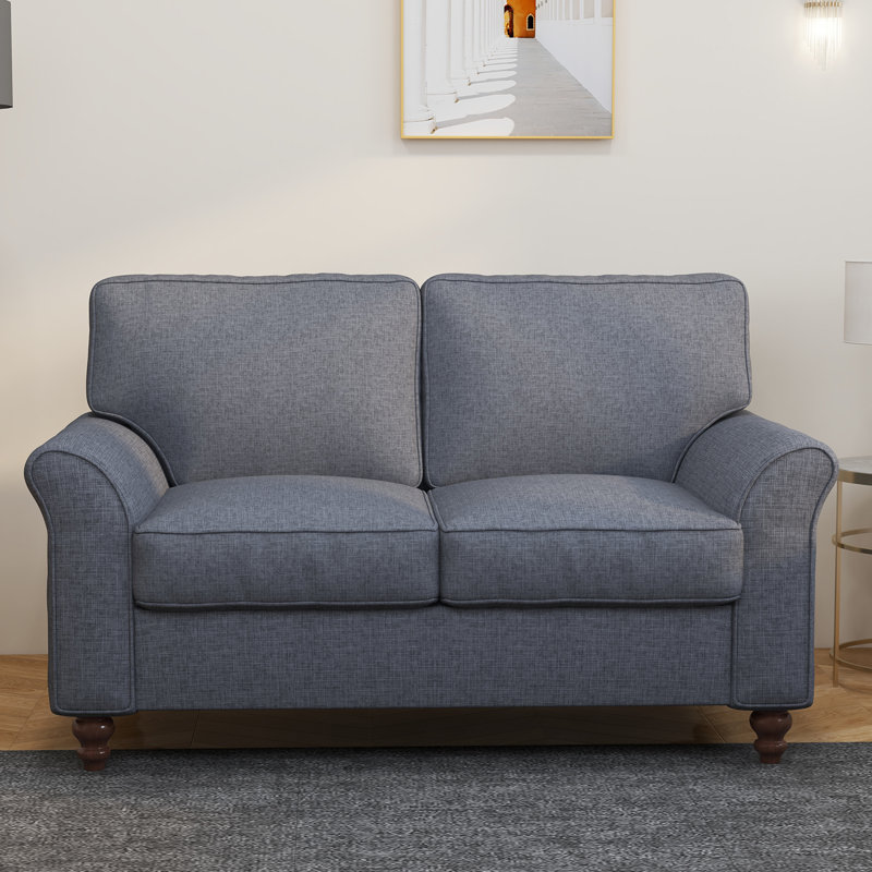 Causeuse Gerwalta, Chenille / mélange de coton bleu foncé
