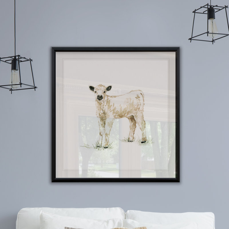 Bébé veau - reproduction de cadre photo, H 30,5 po x l 30,5 po x P 1,5 po