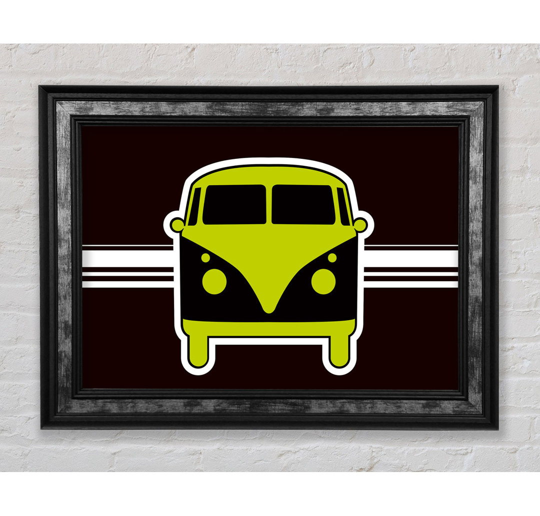 Retro Vw Camper Van Lime Green Gerahmter Druck