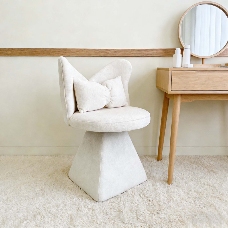 Fauteuil de coiffeuse avec dossier papillon, Blanc