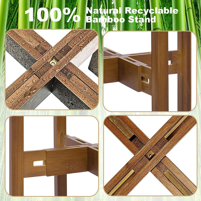 Support réglable pour plante en bambou - Support pour pot de fleurs d'intérieur moderne