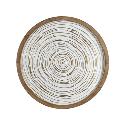 Décoration murale Cole en métal fait à la main avec motif de tourbillons blancs
