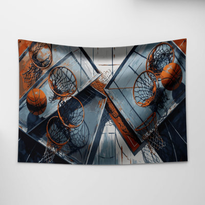 Sports Basketball Hoops with backboards and nets Wall Tapestry