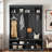 Modern Hall Tree With Metal Hooks, 3 Compartments, Shoe Cubbies And Wide Bench-1745953858