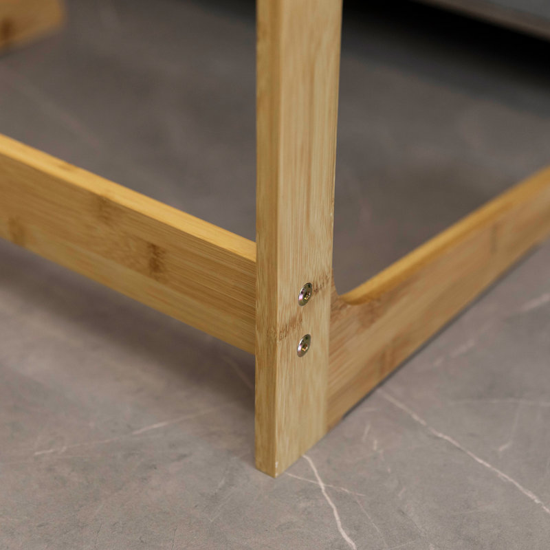 Natural Bamboo C-Shaped TV Tray Table for Sofa and Bed