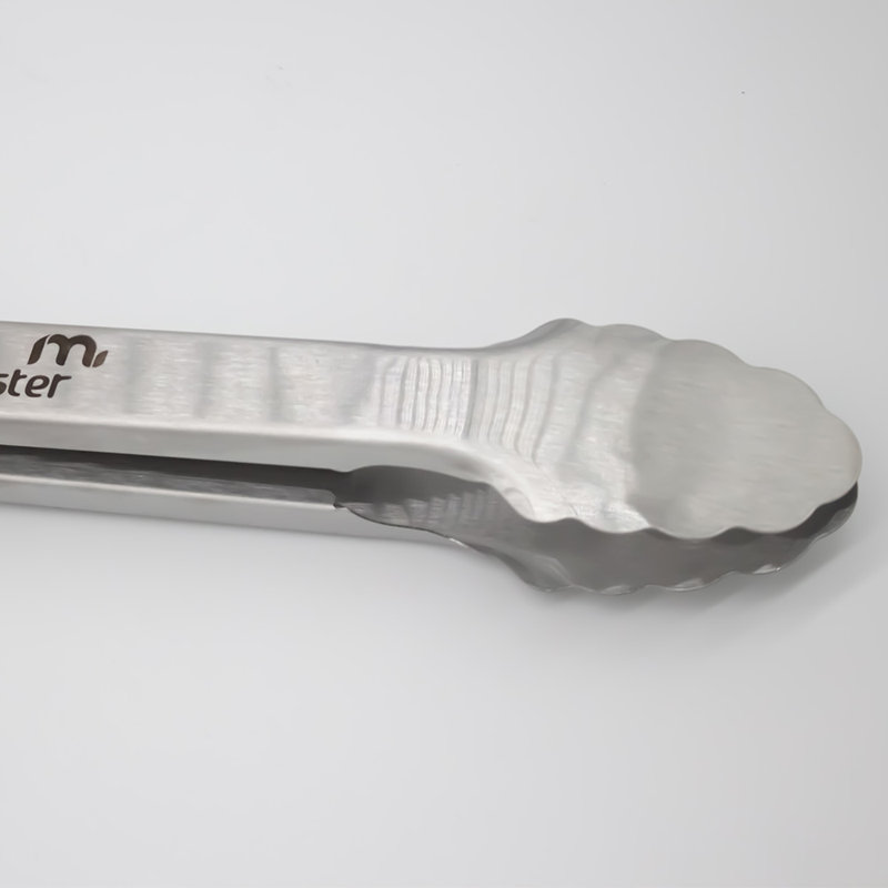 Megamaster 16" Polished Stainless Steel Grill Tongs with Red Grip