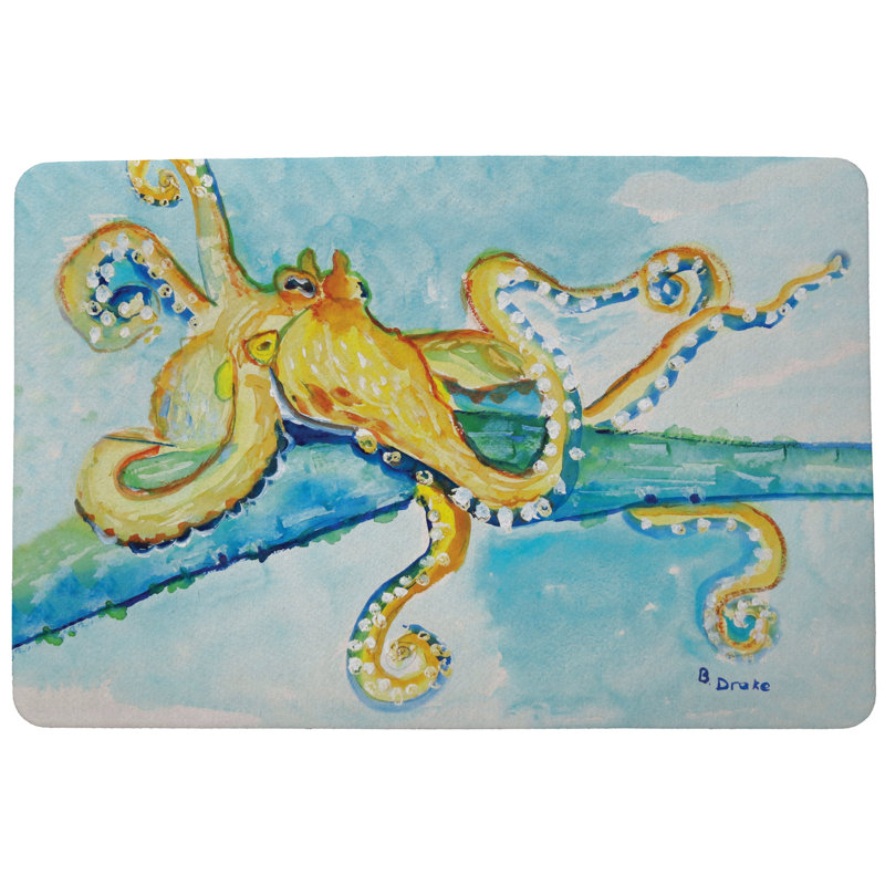Tapis d'entrée / extérieur antidérapant Aneira Octopus, Rectangle 1 pi 6 po x 2 pi 2 po
