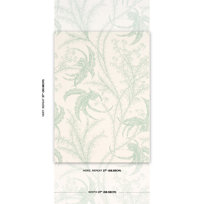 Ocean Floral Non-Woven Wallpaper Roll, Green