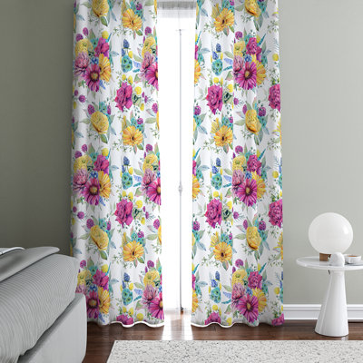Panneaux de rideaux semi-transparents à motif floral