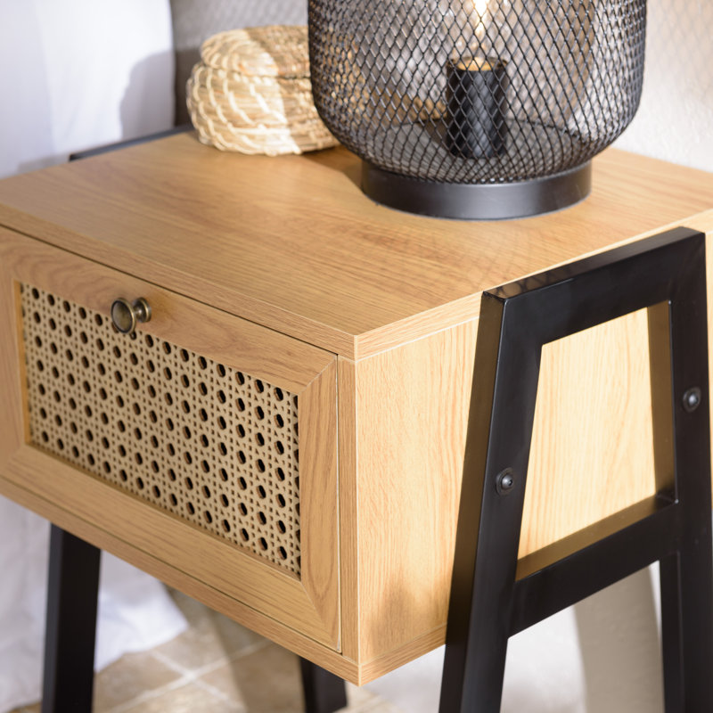 Esqueda 44cm W Manufactured Wood Bedside Table