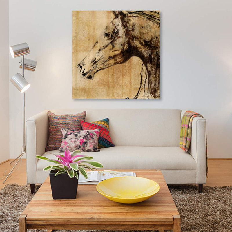 « stallion i », impression sur toile, H 26 po x l 26 po x P 1,5 po, Pas de tapis, Papier d'art encadré noir