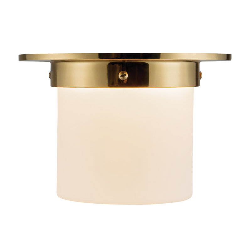 Mineral 8-in Brass Flush Mount, Brass, Opal Glass