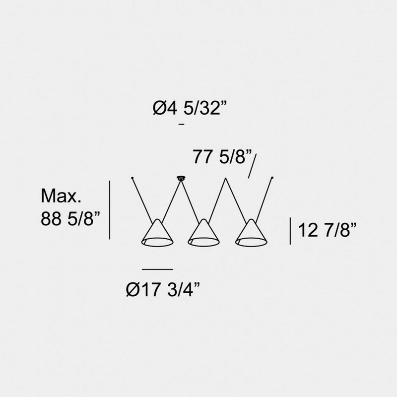 Super Attic Lateral Pendant, 88.63" H x 118.13" W x 17.75" D, 3