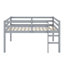Lit mezzanine double en bois d'hévéa avec échelle-533296643