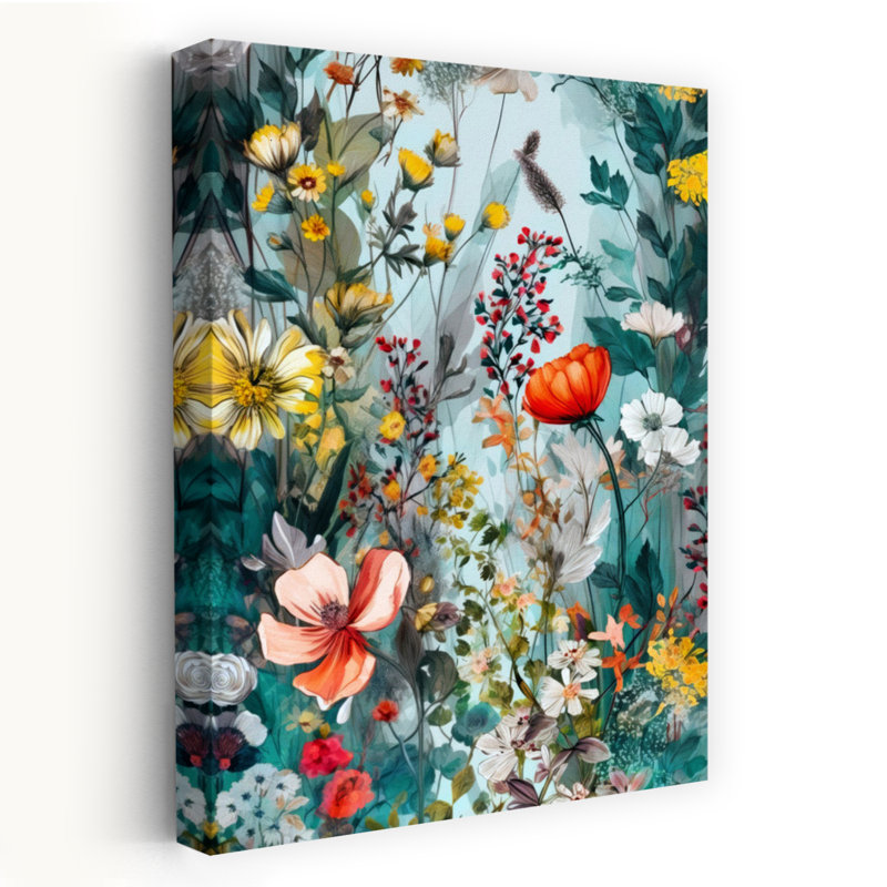 Art contemporain, art abstrait fleur naturelle, H 36 po x l 24 po