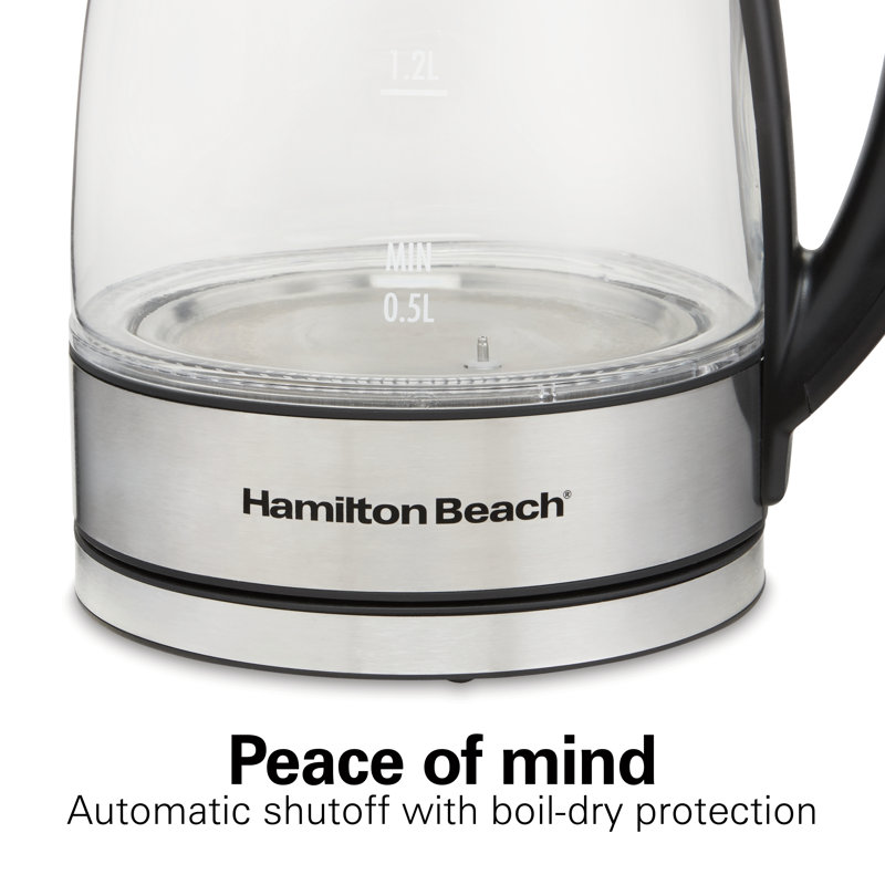 Hamilton Beach 1.7L Silver Glass Electric Kettle with Variable Temperature