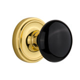 Classic Rosette with Black Porcelain Door Knob