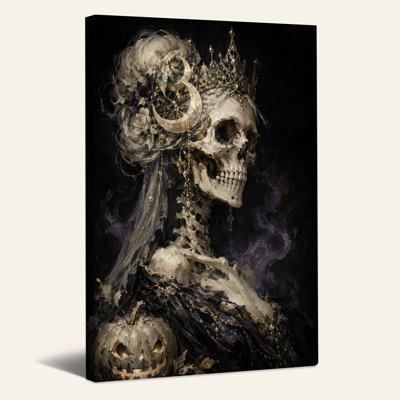 Squelette gothique foncé avec art et toile d'Halloween