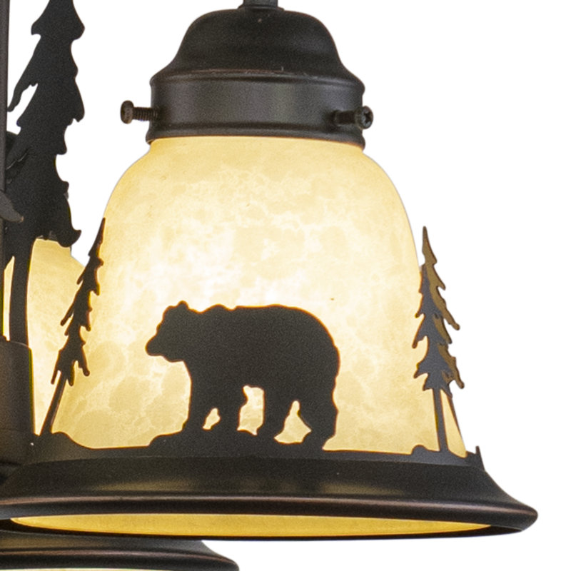 Kynslea 3 - Light Dimmable Wagon Wheel Chandelier, Bear