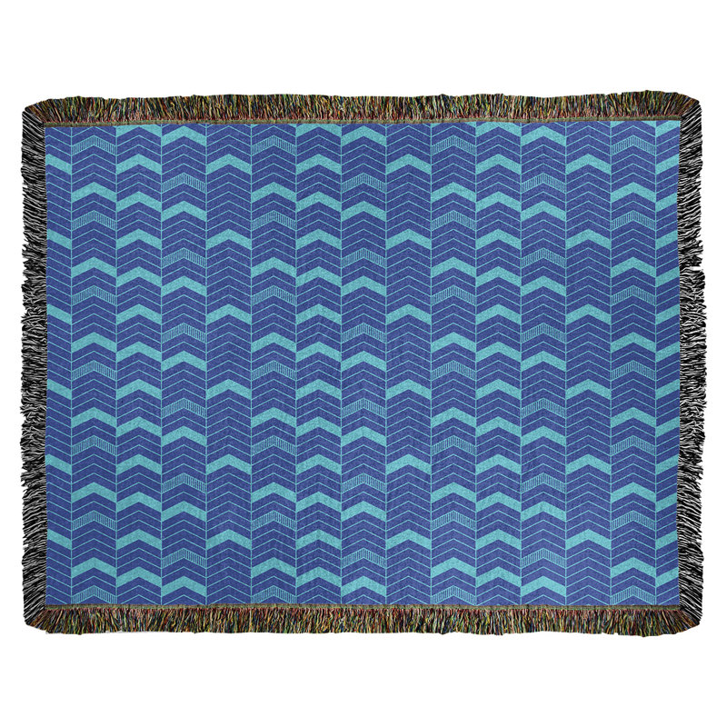 Couverture en coton tissé Rhonda, l 50 po x L 60 po, Bleu / bleu sarcelle
