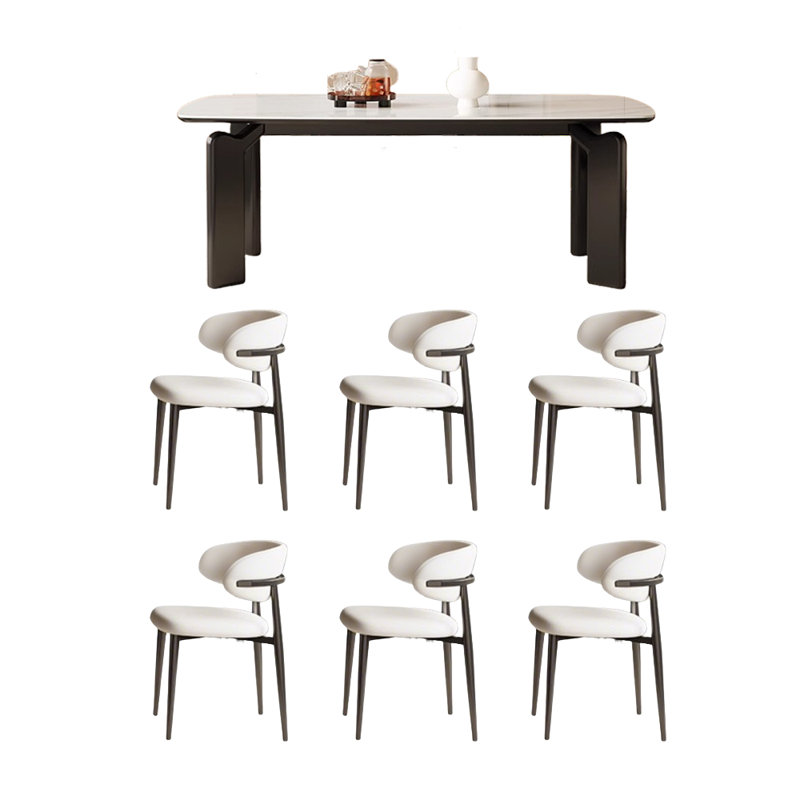 Simple rock board dining table and chair set, 29.52"H x 55.11"L x 31.49"W