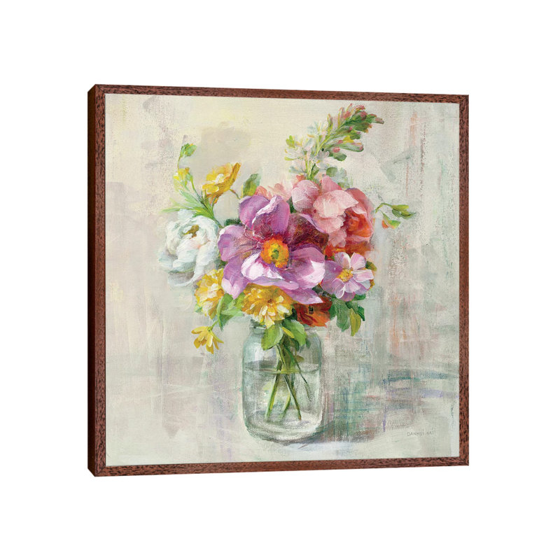 Summer Treasures II by Danhui Nai - Painting on Canvas, 45.72 cm H x 45.72 cm W, Classic Brown Wood Framed