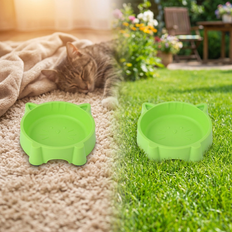 Bol en plastique pour chat et chats Playful Cats Face, Vert