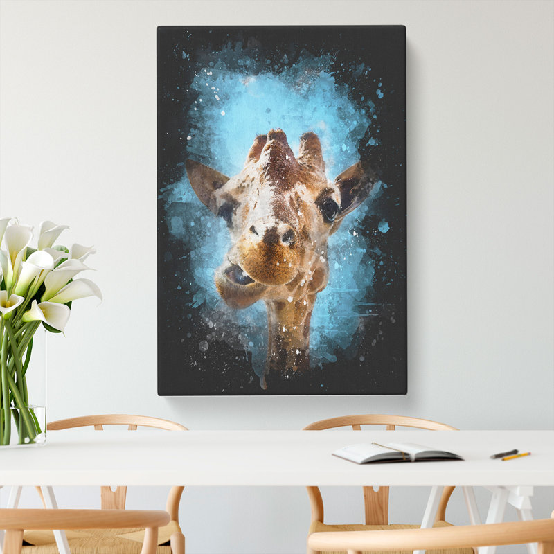 Chewing Giraffe - Wrapped Canvas, 91cm H x 60cm W x 3cm D